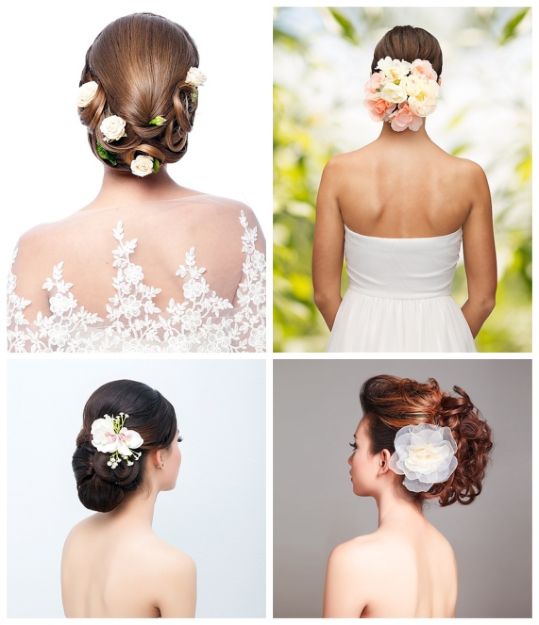 Flowers in bridal hair