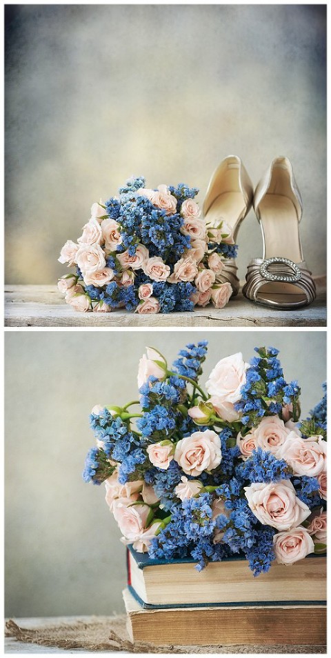 Cornflower + soft pink/peach