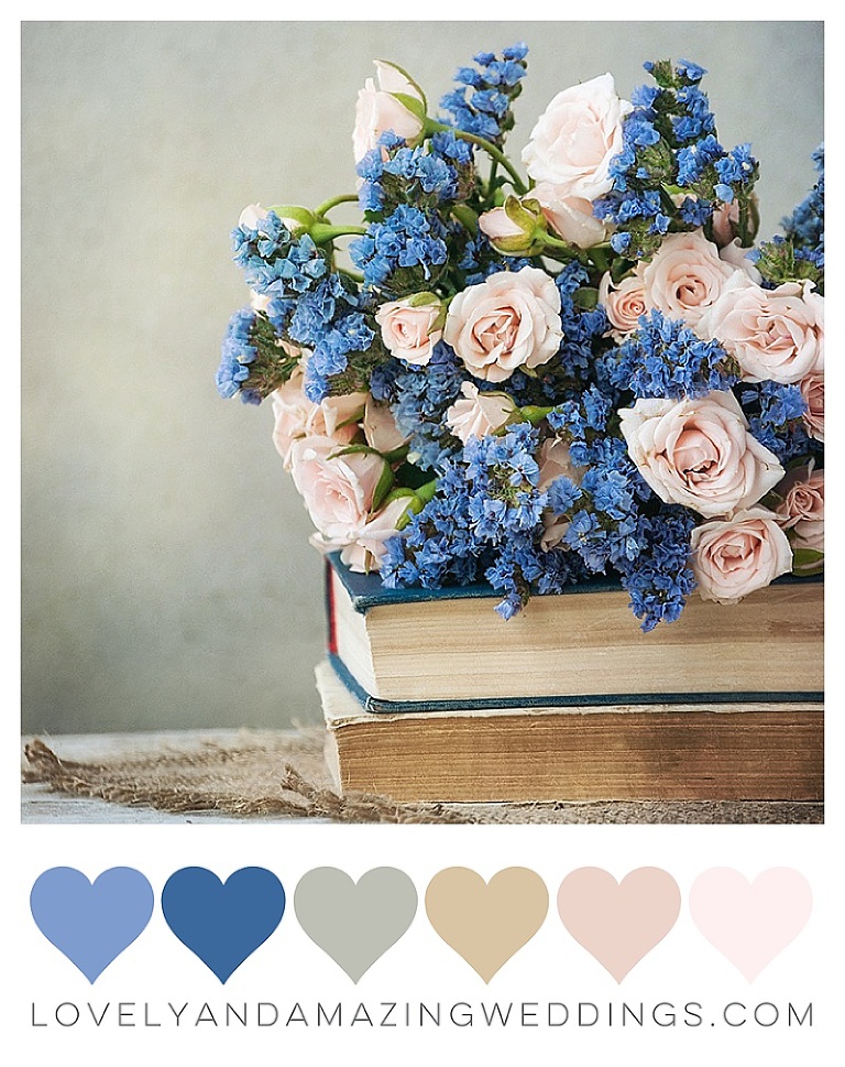 Cornflower blue + Light Pink/Peach